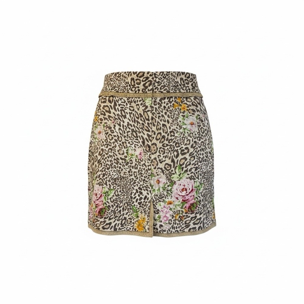 Betu Sport - Mini Skirt Women’s Size 8 Leopard/Floral Print With Lace Trim Y2K